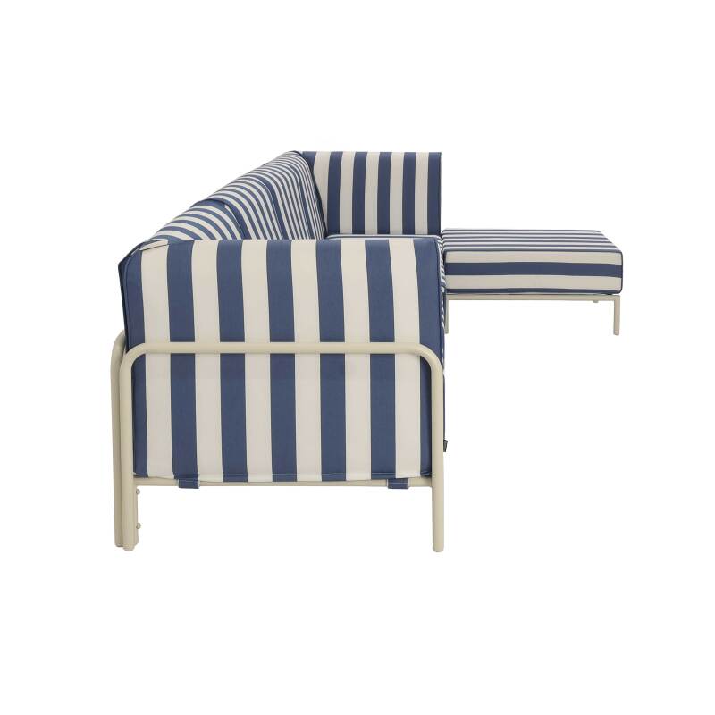 Sofá modular de exterior a rayas para 5 personas con 2 sillones, 2 sillones esquineros y 1 puf (6/7)