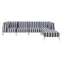 Sofá modular de exterior a rayas para 5 personas con 2 sillones, 2 sillones esquineros y 1 puf