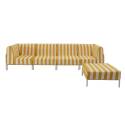 Sofá modular de exterior a rayas para 5 personas con 2 sillones, 2 sillones esquineros y 1 puf