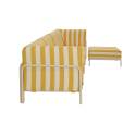 Sofá modular de exterior a rayas para 5 personas con 2 sillones, 2 sillones esquineros y 1 puf