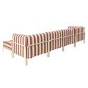 Sofá modular de exterior a rayas para 5 personas con 2 sillones, 2 sillones esquineros y 1 puf