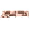 Sofá modular de exterior a rayas para 5 personas con 2 sillones, 2 sillones esquineros y 1 puf