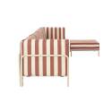 Sofá modular de exterior a rayas para 5 personas con 2 sillones, 2 sillones esquineros y 1 puf