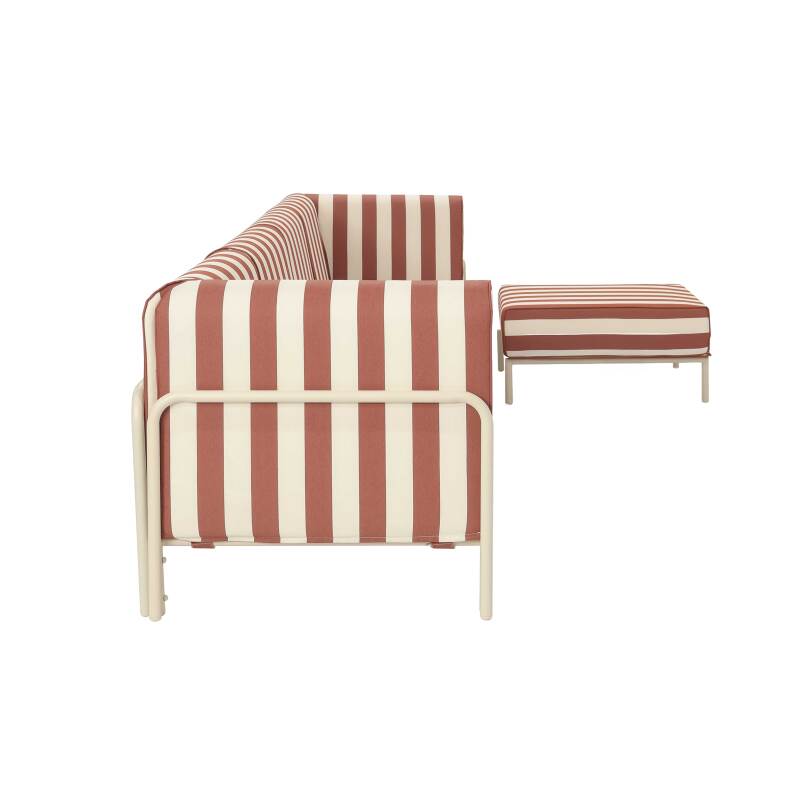 Sofá modular de exterior a rayas para 5 personas con 2 sillones, 2 sillones esquineros y 1 puf (5/7)