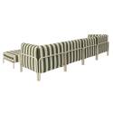 Sofá modular de exterior a rayas para 5 personas con 2 sillones, 2 sillones esquineros y 1 puf