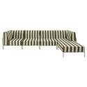 Sofá modular de exterior a rayas para 5 personas con 2 sillones, 2 sillones esquineros y 1 puf