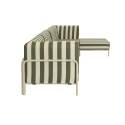 Sofá modular de exterior a rayas para 5 personas con 2 sillones, 2 sillones esquineros y 1 puf