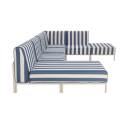 Sofá modular de exterior a rayas para 6 personas con 3 sillones, 1 sillón esquinero, 1 chaise longue y 1 puf