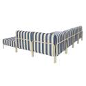 Sofá modular de exterior a rayas para 6 personas con 3 sillones, 1 sillón esquinero, 1 chaise longue y 1 puf