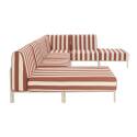 Sofá modular de exterior a rayas para 6 personas con 3 sillones, 1 sillón esquinero, 1 chaise longue y 1 puf