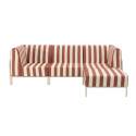 Sofá modular de exterior a rayas para 4 personas con 1 sillón, 2 sillones esquineros y 1 puf