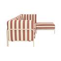 Sofá modular de exterior a rayas para 4 personas con 1 sillón, 2 sillones esquineros y 1 puf