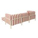 Sofá modular de exterior a rayas para 4 personas con 1 sillón, 2 sillones esquineros y 1 puf