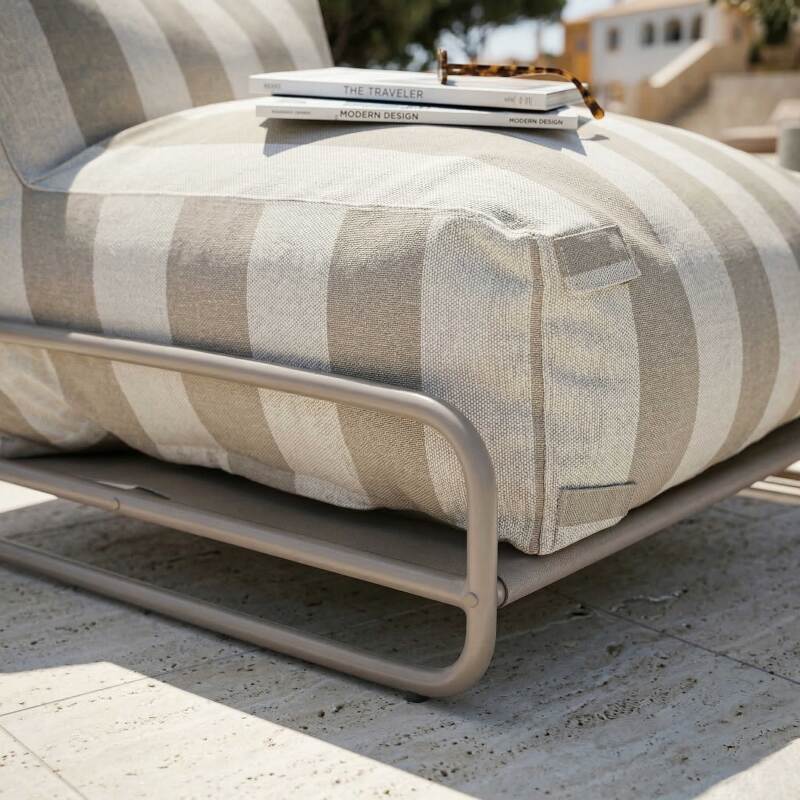 Sillón a rayas para sofá modular de exterior con estructura (3/5)