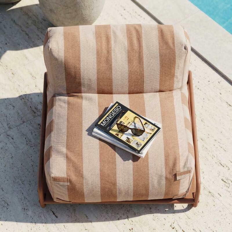 Sillón a rayas para sofá modular de exterior con estructura (3/6)