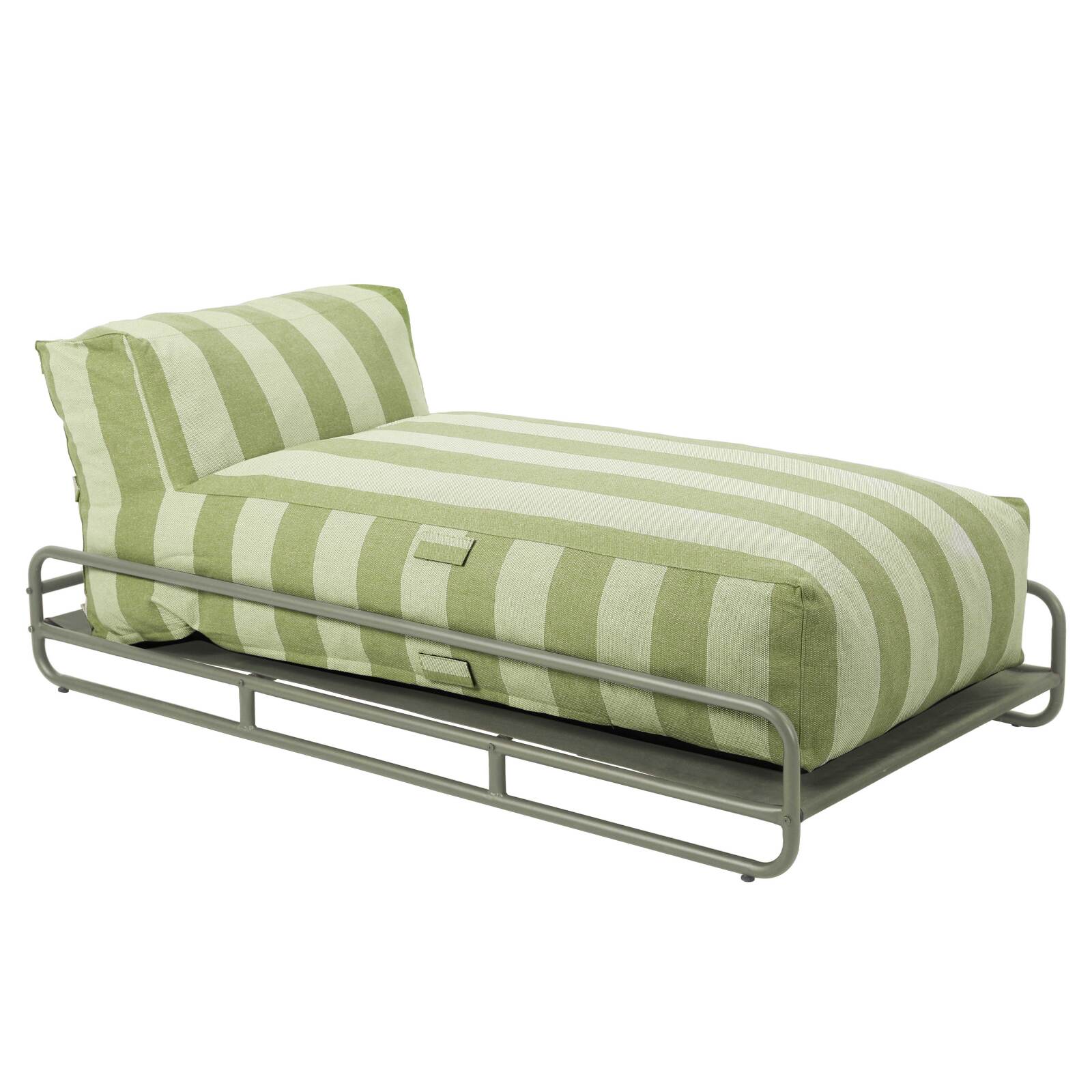Chaise longue a rayas para sofá modular de exterior con estructura