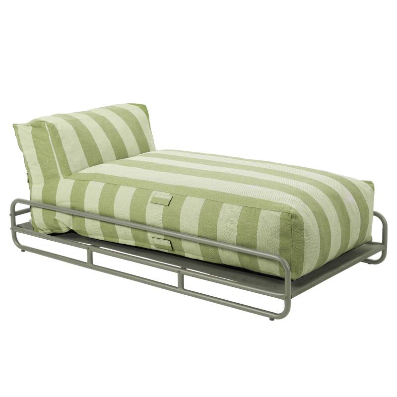 Chaise longue a rayas para sofá modular de exterior con estructura