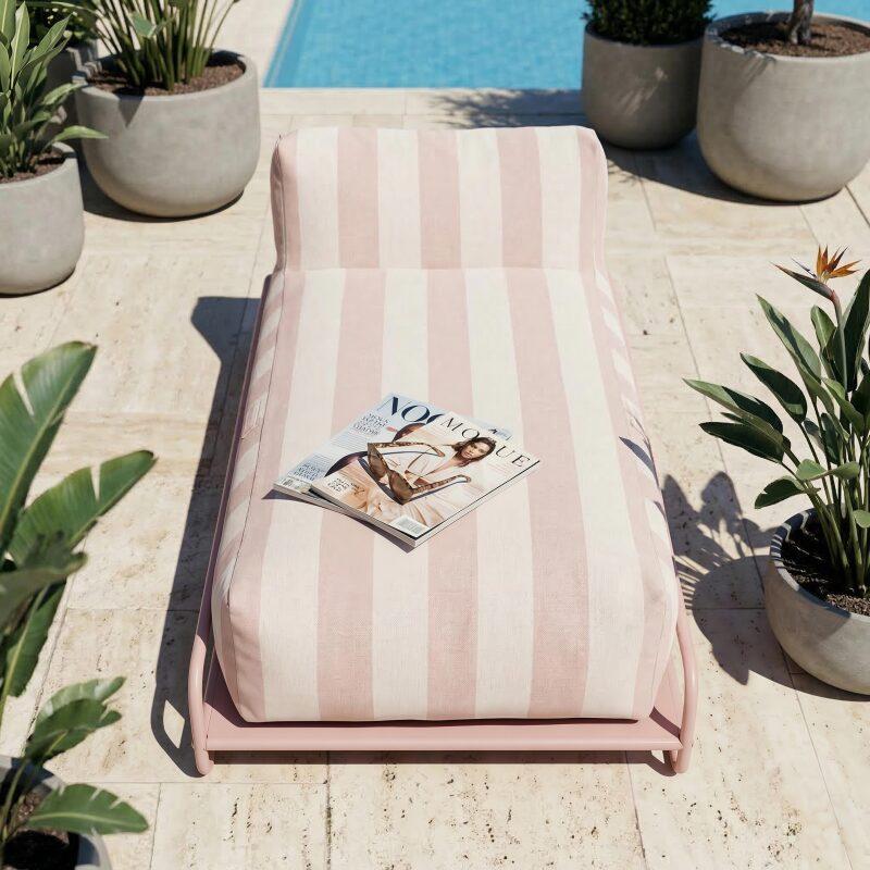 Chaise longue a rayas para sofá modular de exterior con estructura (2/6)