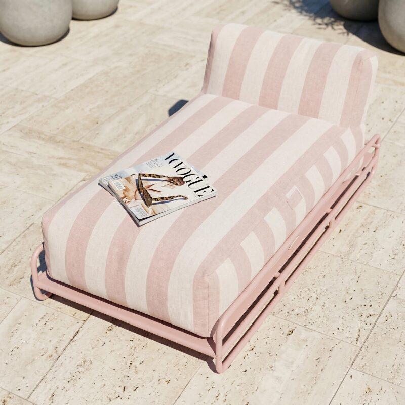 Chaise longue a rayas para sofá modular de exterior con estructura (3/6)