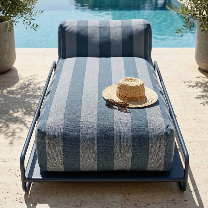 Chaise longue a rayas para sofá modular de exterior con estructura (3/6)