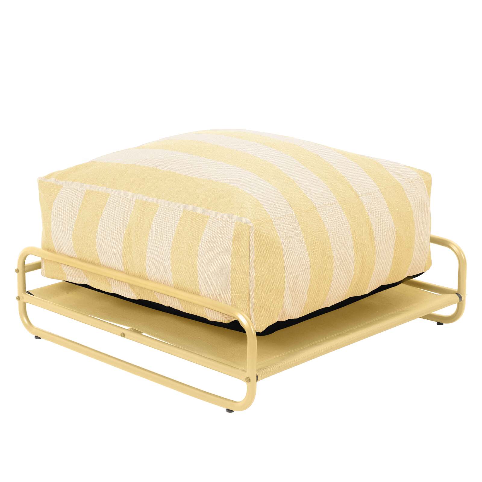 Puf a rayas para sofá modular de exterior con estructura