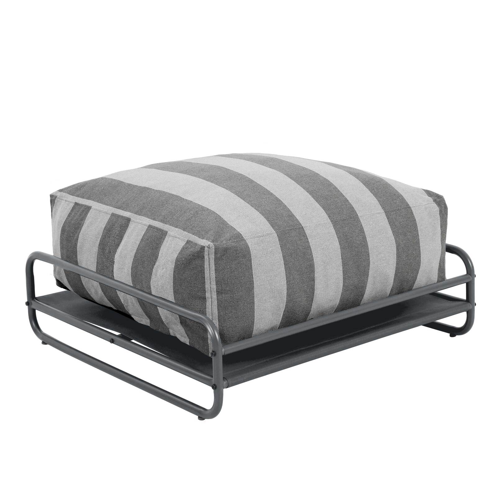 Puf a rayas para sofá modular de exterior con estructura