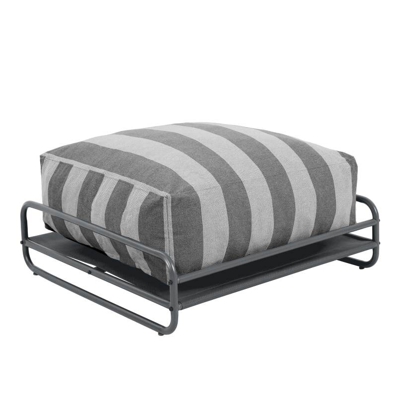 Puf a rayas para sofá modular de exterior con estructura (4/6)
