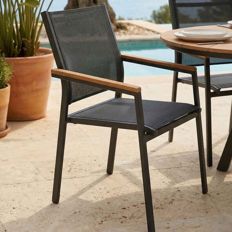 Silla de jardín de aluminio y textileno con reposabrazos