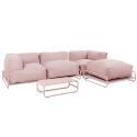Sofá modular de exterior para 4 personas con estructura,1 sillón, 2 sillones esquineros, 1 puf y 1 mesa de centro 