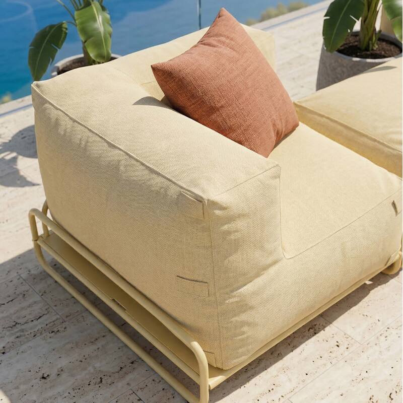 Sofá modular de exterior para 4 personas con estructura,1 sillón, 2 sillones esquineros, 1 puf y 1 mesa de centro  (3/7)