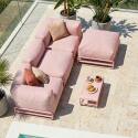 Sofá modular de exterior para 4 personas con estructura,1 sillón, 2 sillones esquineros, 1 puf y 1 mesa de centro 