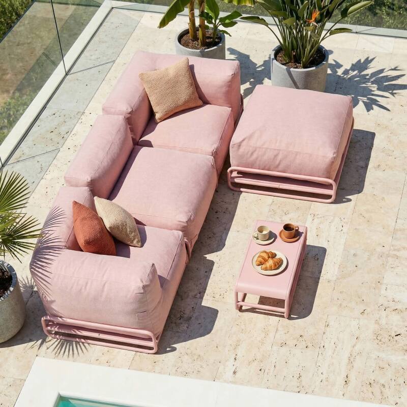 Sofá modular de exterior para 4 personas con estructura,1 sillón, 2 sillones esquineros, 1 puf y 1 mesa de centro  (2/7)