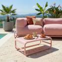 Sofá modular de exterior para 4 personas con estructura,1 sillón, 2 sillones esquineros, 1 puf y 1 mesa de centro 