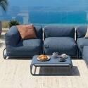 Sofá modular de exterior para 4 personas con estructura,1 sillón, 2 sillones esquineros, 1 puf y 1 mesa de centro 