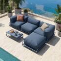 Sofá modular de exterior para 4 personas con estructura,1 sillón, 2 sillones esquineros, 1 puf y 1 mesa de centro 