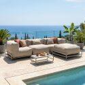 Sofá modular de exterior para 4 personas con estructura,1 sillón, 2 sillones esquineros, 1 puf y 1 mesa de centro 