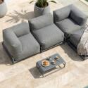 Sofá modular de exterior para 4 personas con estructura,1 sillón, 2 sillones esquineros, 1 puf y 1 mesa de centro 