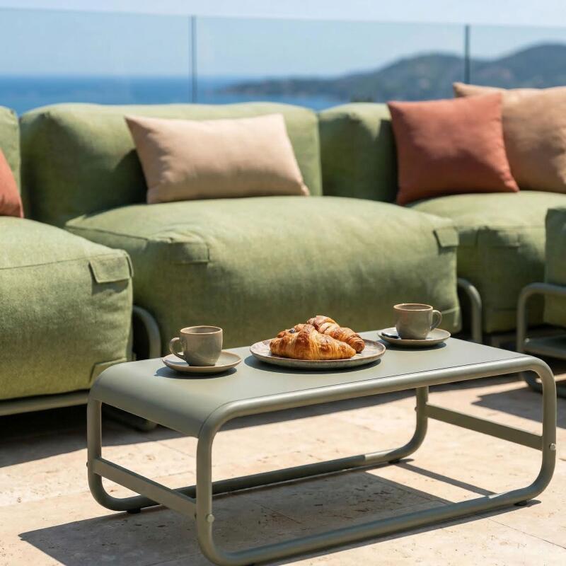 Sofá modular de exterior para 4 personas con estructura,1 sillón, 2 sillones esquineros, 1 puf y 1 mesa de centro  (2/7)