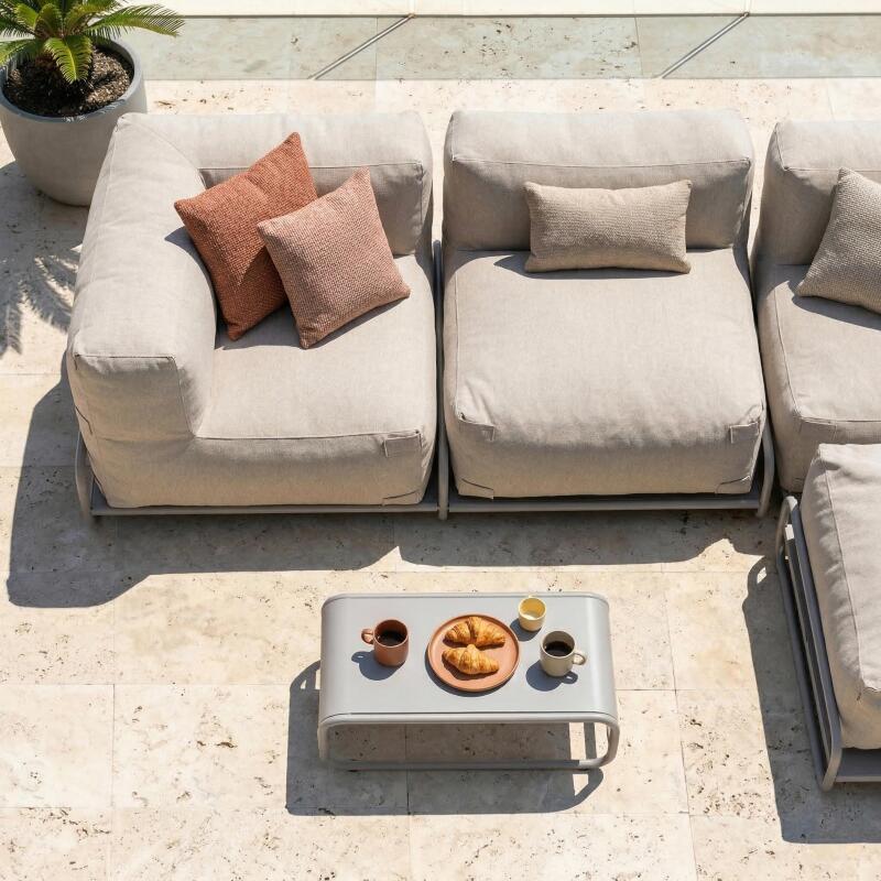 Sofá modular de exterior para 4 personas con estructura,1 sillón, 2 sillones esquineros, 1 puf y 1 mesa de centro  (2/7)