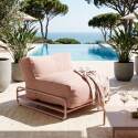 Sofá modular de exterior para 4 personas con estructura,1 sillón, 2 sillones esquineros, 1 puf y 1 mesa de centro 