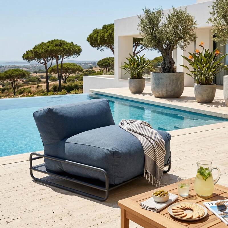 Sofá modular de exterior para 4 personas con estructura,1 sillón, 2 sillones esquineros, 1 puf y 1 mesa de centro  (4/7)