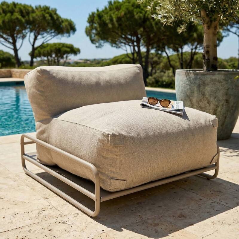 Sofá modular de exterior para 4 personas con estructura,1 sillón, 2 sillones esquineros, 1 puf y 1 mesa de centro  (4/7)
