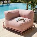 Sofá modular de exterior para 4 personas con estructura,1 sillón, 2 sillones esquineros, 1 puf y 1 mesa de centro 
