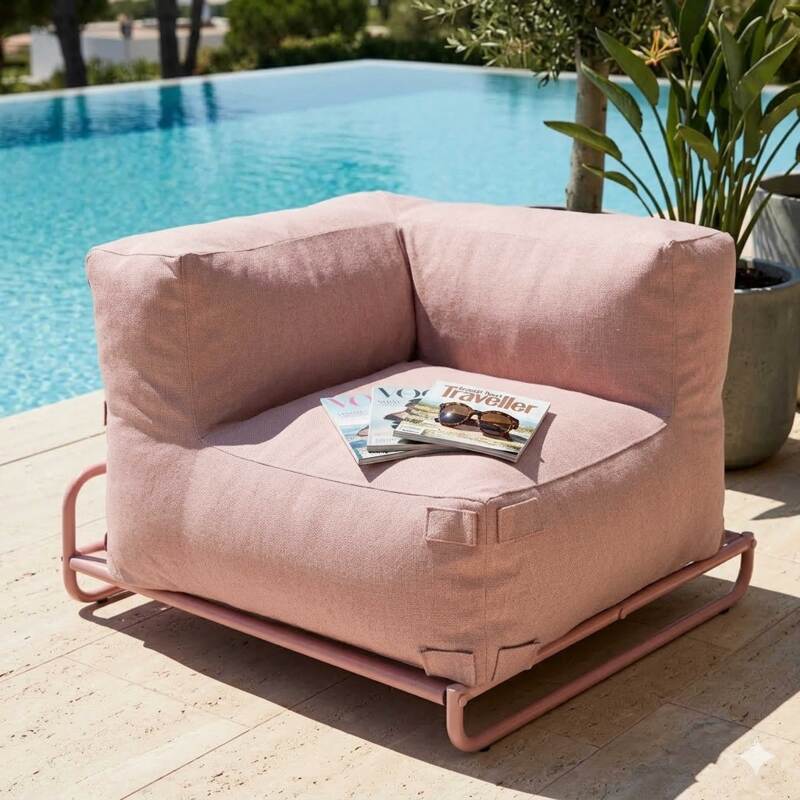 Sofá modular de exterior para 4 personas con estructura,1 sillón, 2 sillones esquineros, 1 puf y 1 mesa de centro  (5/7)