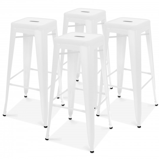 Conjunto de 4 taburetes de jardín de metal mate