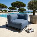 Sofá modular de exterior para 4 personas con estructura,1 sillón, 2 sillones esquineros, 1 puf y 1 mesa de centro 
