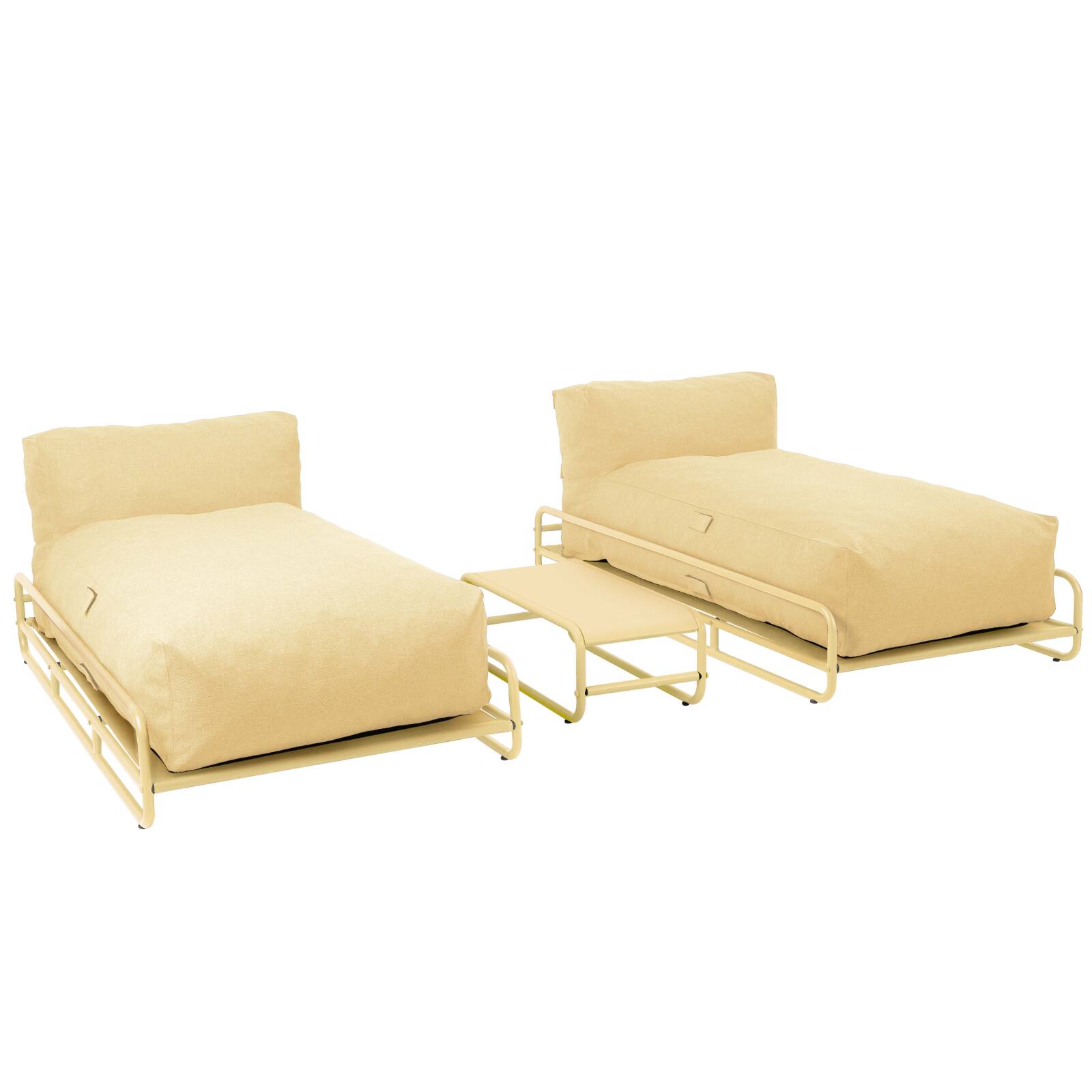 Sofá modular de exterior para 2 personas con estructura, 2 chaise longue y mesa de centro