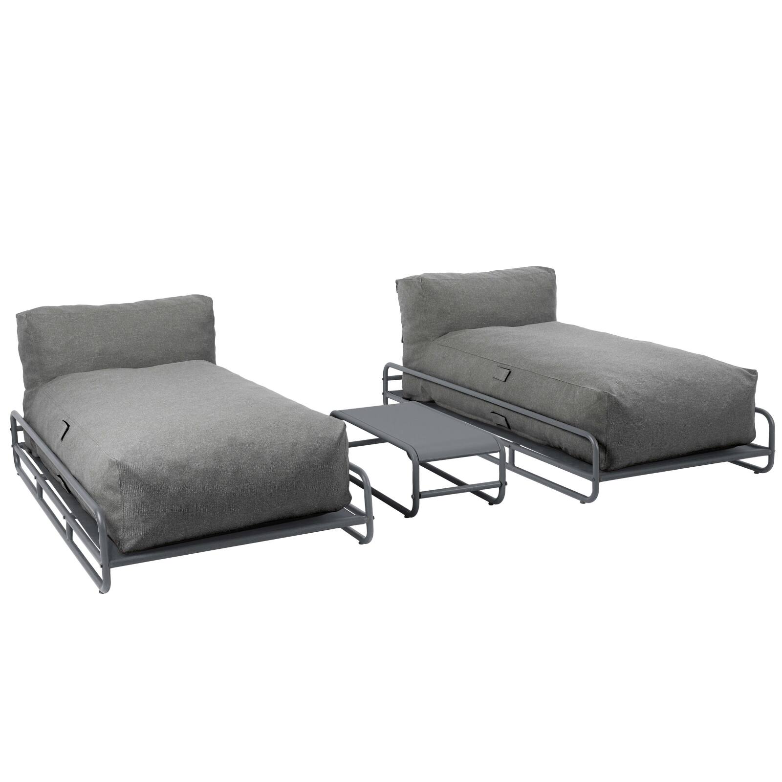 Sofá modular de exterior para 2 personas con estructura, 2 chaise longue y mesa de centro