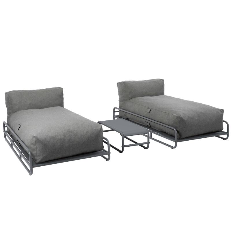 Sofá modular de exterior para 2 personas con estructura, 2 chaise longue y mesa de centro