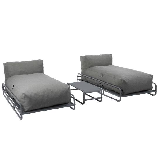Sofá modular de exterior para 2 personas con estructura, 2 chaise longue y 1 mesa de centro | Oviala
